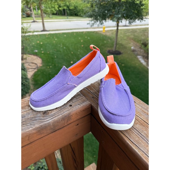 Sanuk Kids Lil Walker Hemp Blend Slip-On Shoes Purple Orange Size 5 - Picture 1 of 5